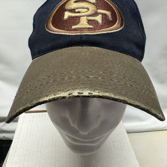 San Francisco 49ers Hat Cap Adjustable Leather Bill NFL Distressed Football - Picture 5 of 13